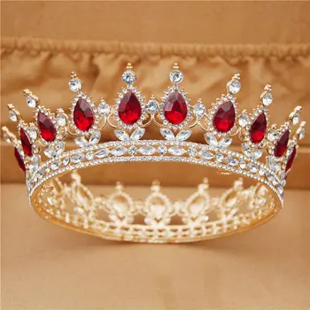 

Gorgeous Crystal Metal Wedding Crown Royal Queen King Tiaras Large Diadem Head Ornaments Pageant