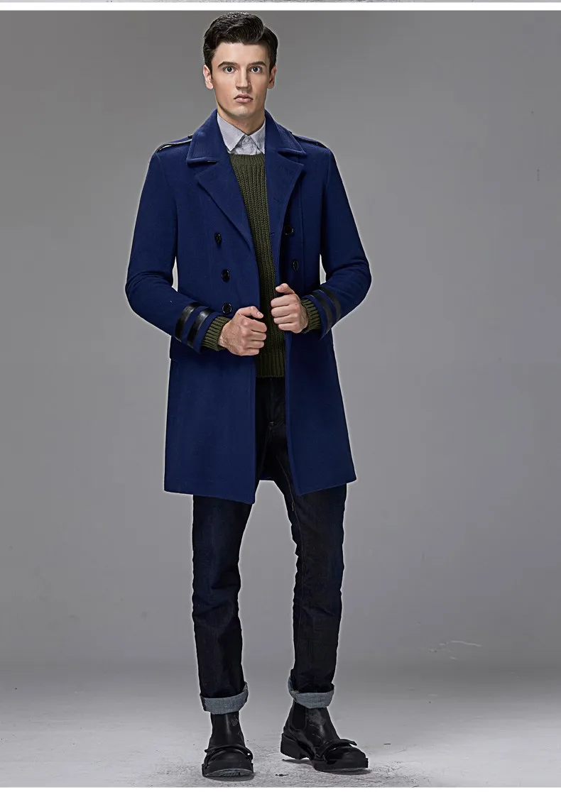 Британская мода URSMART Новая зимняя мужская шерстяная куртка военная форма стиль культивировать свою мораль Мужское пальто