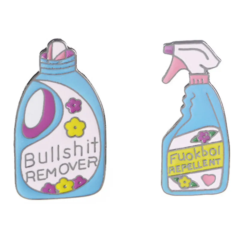 Funny Cleaning Cartoon Detergent Brooch Bullshit Remover Repellent Spray Pin Badge Enamel Pins Brooch Lapel Pin Gift For Girl