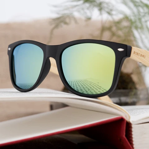 Óculos de Sol para Mulher Bobo Bird Artesanal Homem Colorido Lente Polarizada Bambu & Plástico Quadro Óculos Sol Feminino Cg004
