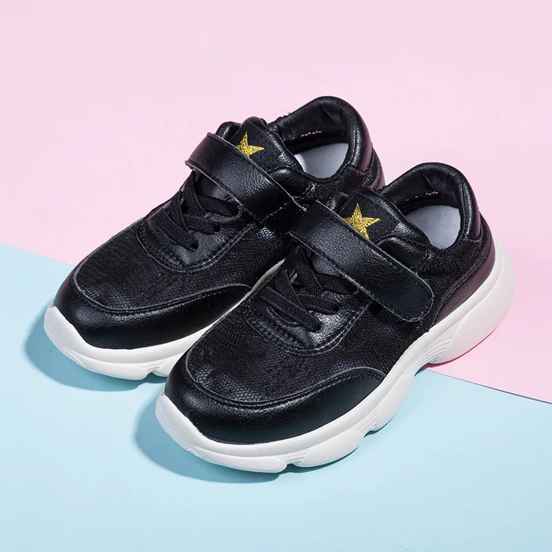 

2019 big children's sports shoes spring new boys and girls trend flying woven shoes student fashion running shoes