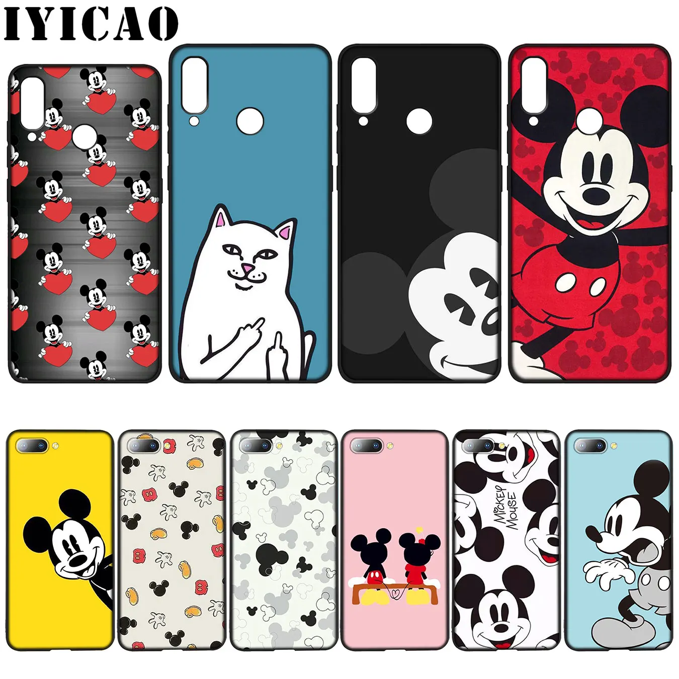 IYICAO Mickey Mouse Silicone Soft Case for Huawei Y7 Y6 Prime Y9 2018 Honor 8C 8X 8 9 10 Lite 6A 7C 7X 7A Pro |