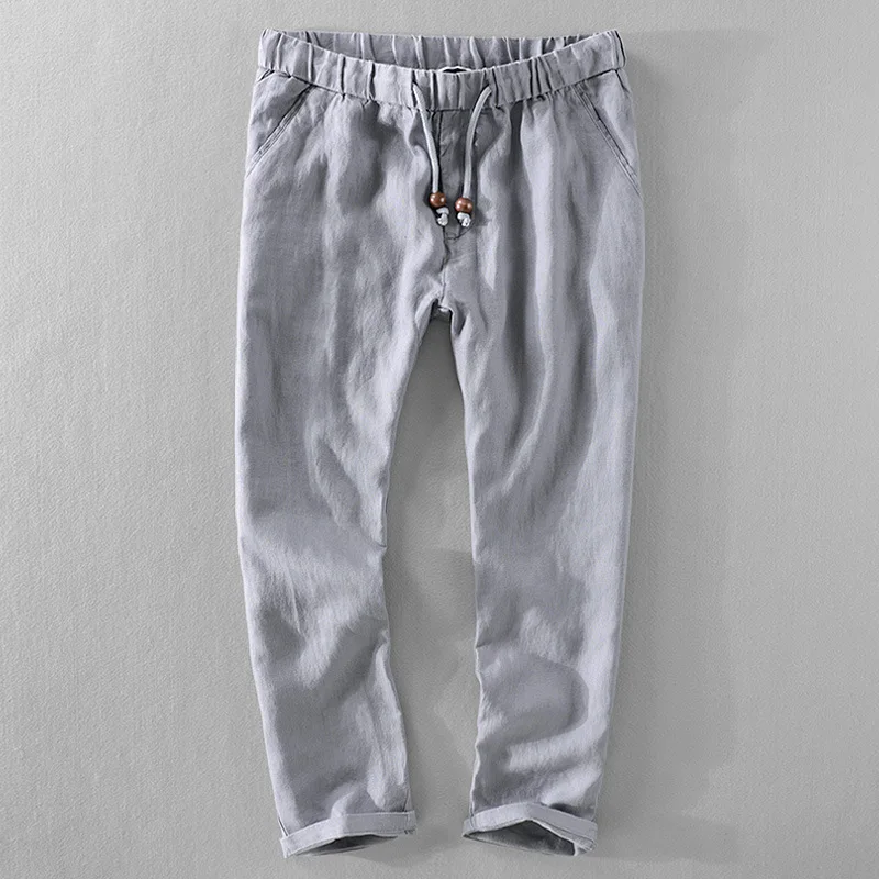 

2018 summer new Chinese style linen loose thin section harem pants men's elastic waist strap fashion style pants large size