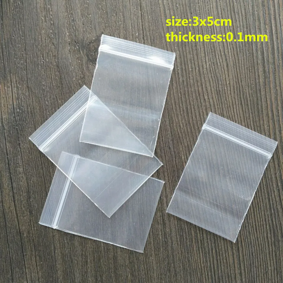 

500pcs/lot Clear cellophane bag 3x5cm small zip lock gift rings earrings jewelry plastic packaging bag thickness:0.1mm