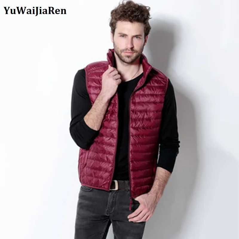 

YuWaiJiaRen Men's Vest Winter Down Vests Duck Down Vest Men Stand Collar Sleeveless Jacket Waistcoats Ultra Light Down Vests