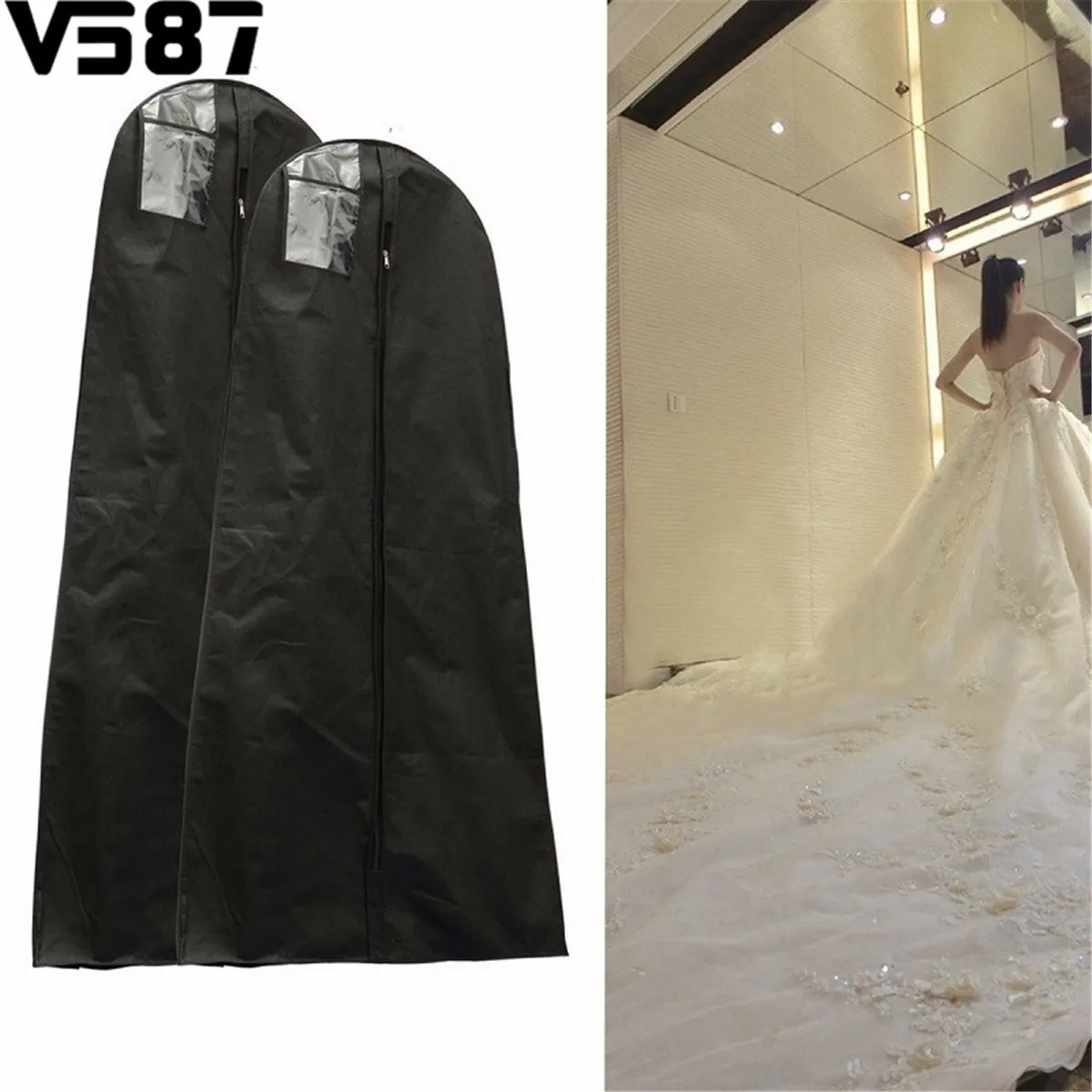 Online Whole Wedding Gown Storage From China 1 6 8m Waterproof Wedding Gown Bag Bridal Dresses Dustproof Protective Cover Home Closet