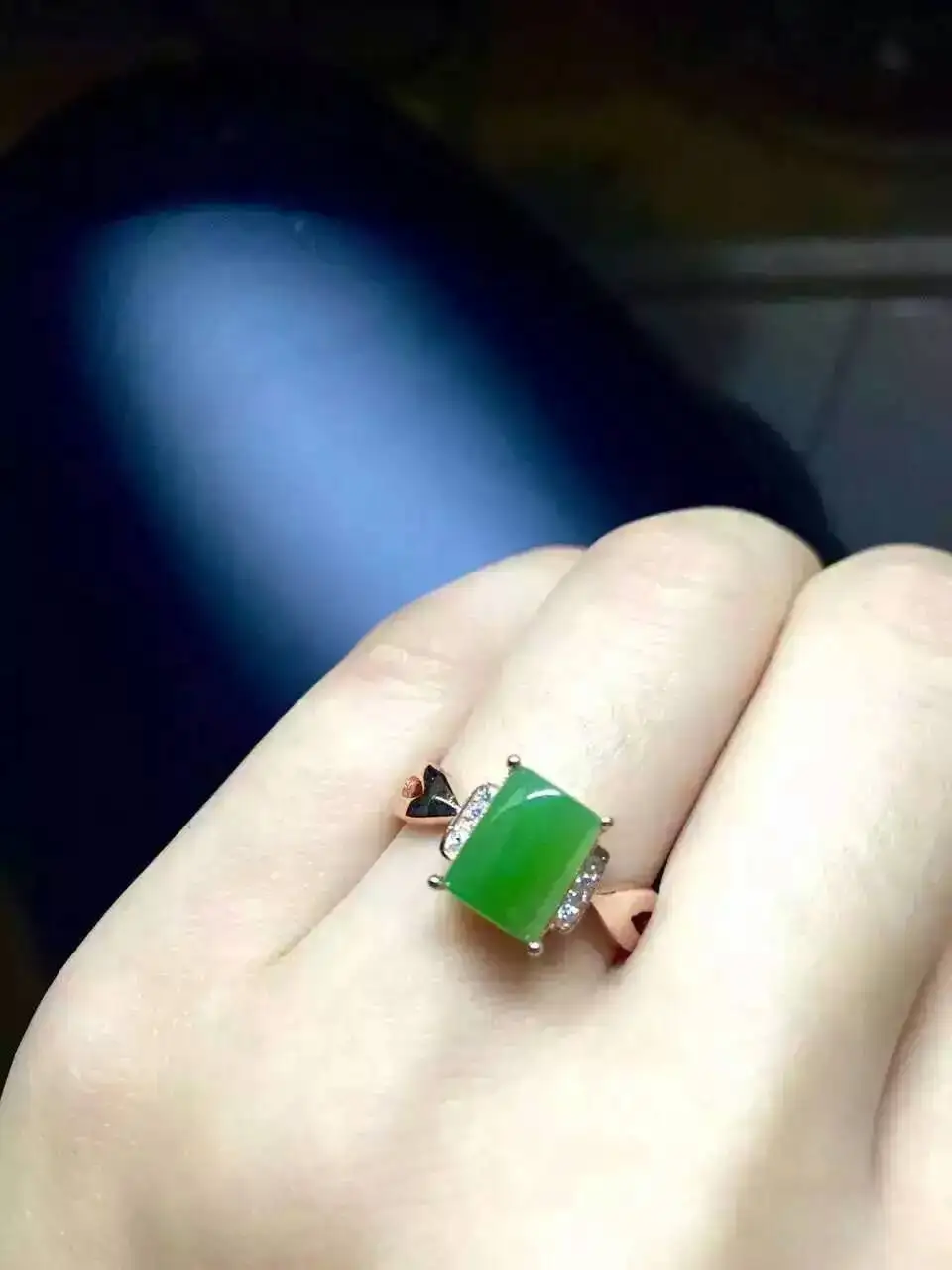 Natural green jasper stone Ring Natural gemstone Ring S925 sterling silver trendy luxurious Square women gift