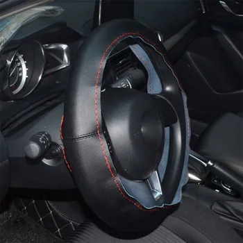 

Hot New 37cm/38CM DIY Steering Wheel Covers soft Leather braid on the steering-wheel of Car With Needle Thread