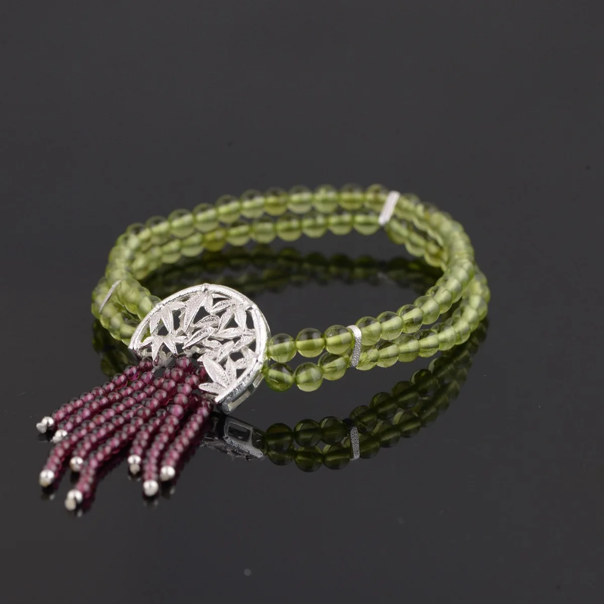 2018 New Arrival Women Bracelet Jewelry Line S925 Pure Style Bamboo Female Modelling Of Delicate Peridot Bracelets New Products 