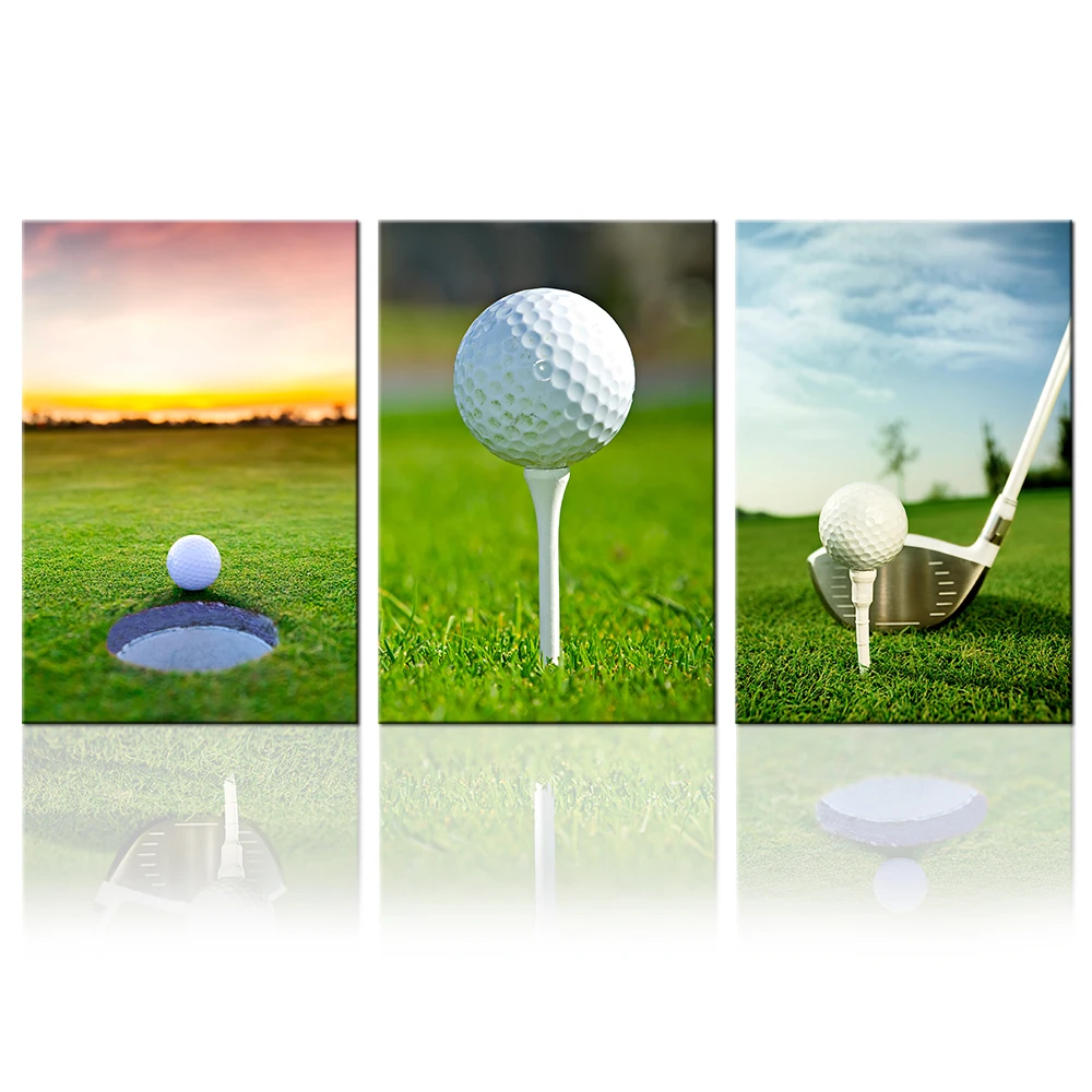 Sports Canvas Painting 3 Piece Golf Wall Art Prints Ball Picture for