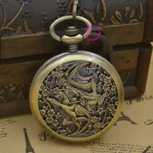 Mechanical Pocket Watch men bird man fob watches steampunk bronze roman antique vintage retro Stylish hand Wind good quality