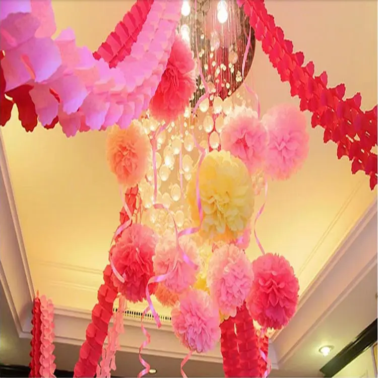 10PCS Handmade 6''(15CM) Tissue Paper Pom Poms Paper Flower Ball Pompom For Home Garden Wedding Birthday&Wedding Car Decoration