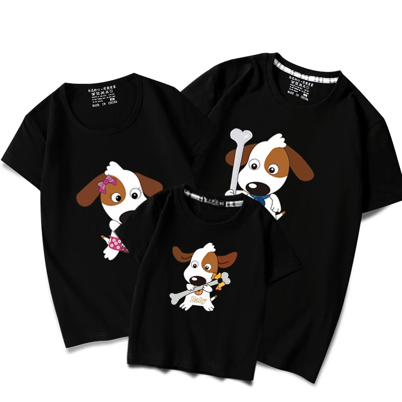 Одинаковая одежда для мамы и дочки; детские летние рубашки с рисунком щенка; вечерние Семейные комплекты для мамы, папы и сына; футболка