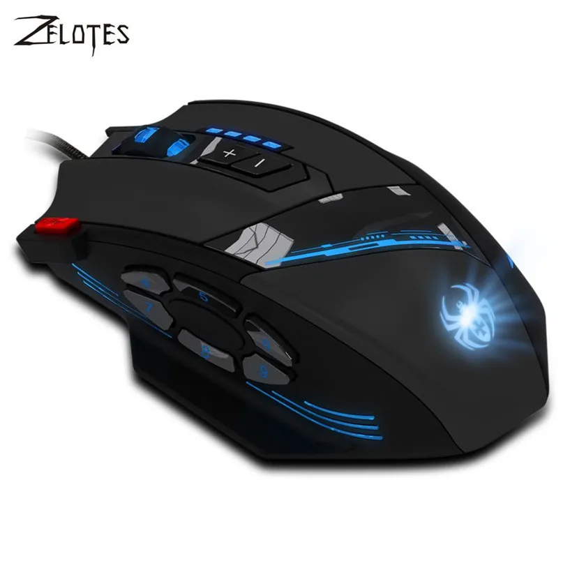 

Zelotes 2017 Professional Favorite Collections Series C-12 Programmable 4000 DPI LED Optical USB Gaming Mouse gamer sem fio Mice