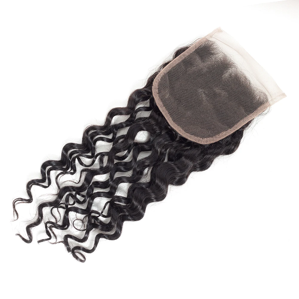 Uneed волосы 3 пучка перуанская волна с закрытием бесплатно/средняя часть 100% человеческие волосы пучки с закрытием remy волосы для наращивания