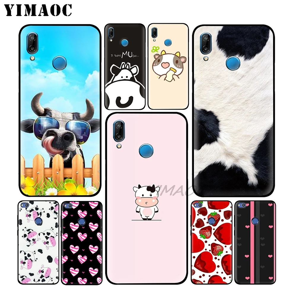 YIMAOC Cute Cow Funny Soft Case for Huawei Honor Mate 20 9X Note 10 Pro 8X 8 6A 7A 7X 7C Y9 Y7 Y6 Prime 2018 2017 View |