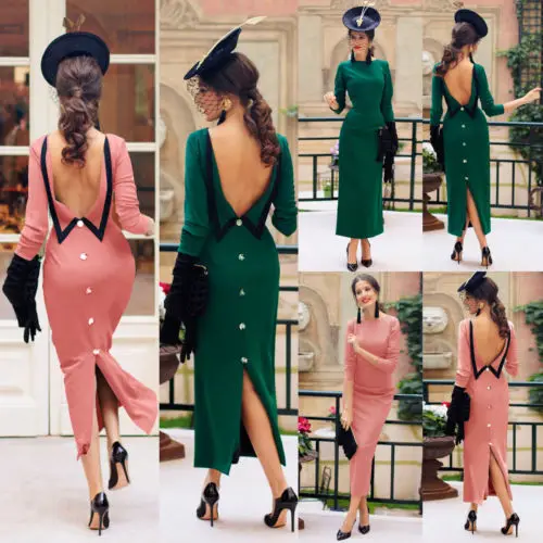 

New Arrival Women Formal Party Dress Long Sleeve Bodycon Slim Summer Party Lady Fashion Elegant Dress Evening Pencil Midi Dress