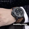 47mm Parnis dial negro de cristal de zafiro DE LA FECHA carcasa de PVD luminosa 21 Miyota automática viento Movimiento de los hombres ► Foto 1/6