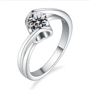 

Ethereal Romantic 0.5Ct 5.0mm Test Positive Moissanite Ring test positive WARRANTY 925 Sterling Silver Ring White Gold Color