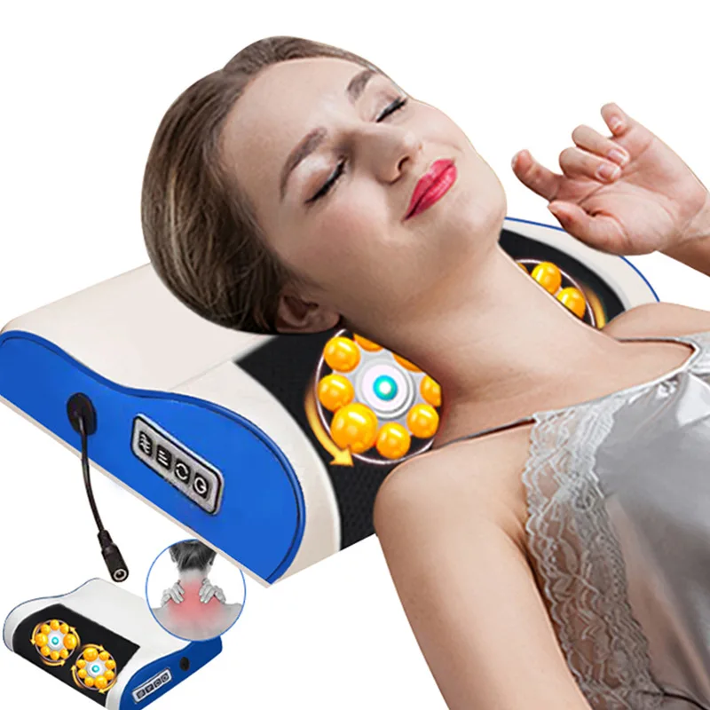 Infrared Heating multi-function neck massage pillow electric cervical massager household kneading body back massage cushion