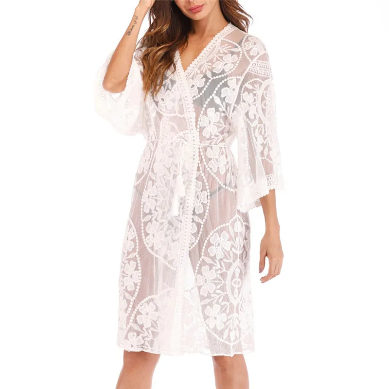 

Women Summer Hollow-Out Lace Bikini Cover Up Beach Cardigan Beachwear New Arrival Biquinis Summer Beach Wear Kaftan Cape Tunic