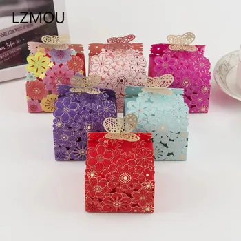 

10PCS Paper Candy Dragee Box Hollow Butterfly European Style Gift Boxes Wedding Favors Cute Personality Chocolate Wrapping Paper