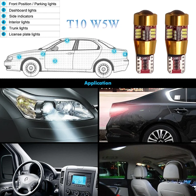 2x T10 W5W Автомобильный светодиодный светильник Canbus для парковки, для VW polo beetle golf 4 5 6 7 passat b5 b6 t5 touran sedan tiguan je