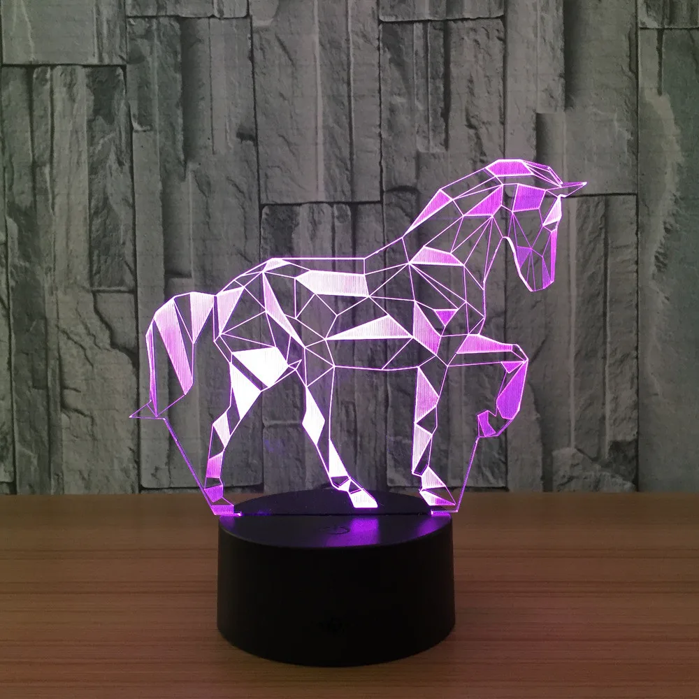3D животное лошадь Иллюзия визуальный ночник 7 цветов Изменение светодиодный настольная лампа спальня домашний декор креативный прикроватный столик лампа