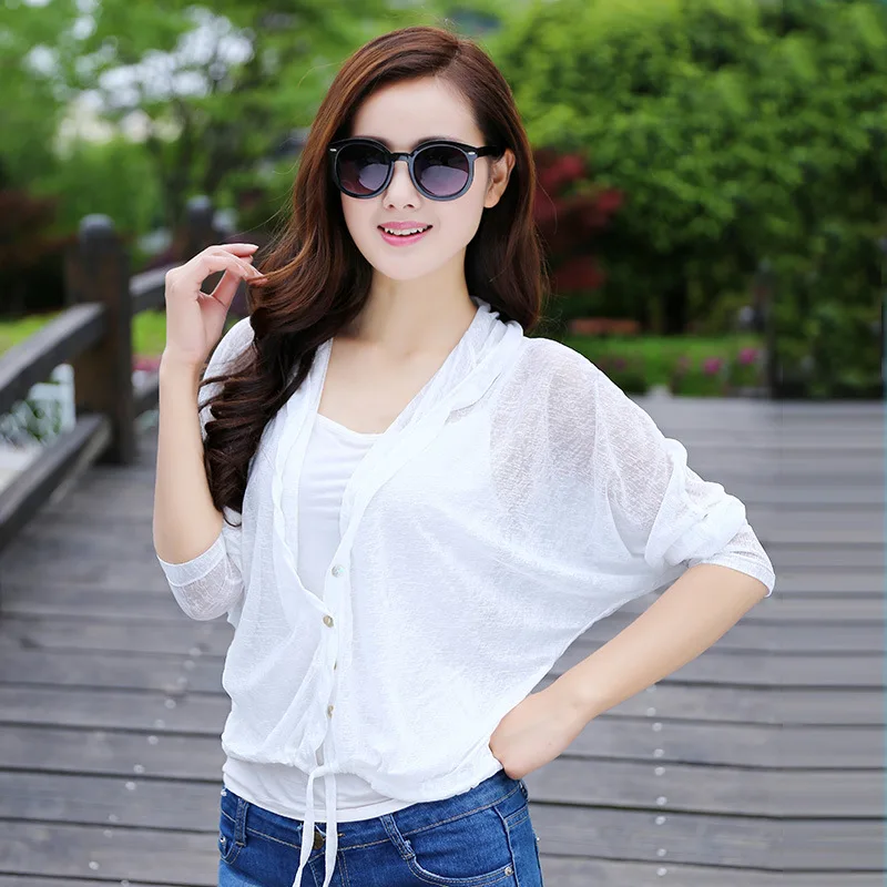 

Summer Chiffon Button Sunscreen Outwear Candy Color Sunproof Short Shirts Chiffon Shirts Long Sleeve Chiffon Rashguard Shirts