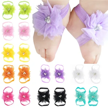 

2019 Newborn Baby Foot Flower Summer Barefoot Sandals Hot Beach Foot Bracelet For Baby Girl Kids Accessories Dropshipping