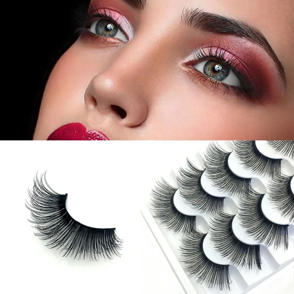 

Luxury Makeup 5Pair 3D False Lashes Fluffy Strip Eyelashes Long Natural Party mink eyelashes natural maquiagem 50*