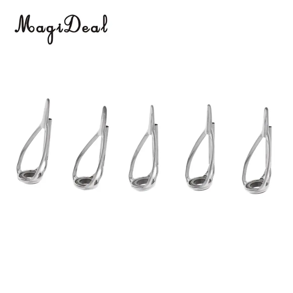 5pcs Fishing Rod Tip Top Guides Kit SIC Ring Spinning Casting Rod Building Guides DIY Size 1 - 5