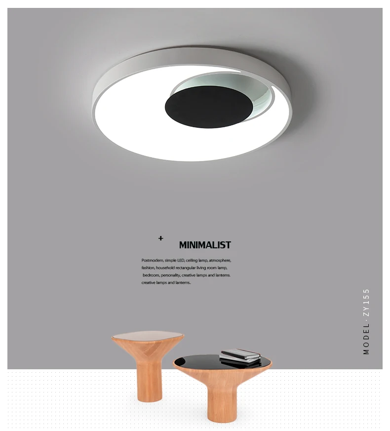 KAIT современные светодиодные кольца акриловые черный, белый цвет потолочные светильники для гостиная спальня исследование потолочные