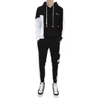 Men's Pullover Drawstring Waistband Tracksuit Men Patchwork 2 Piece Tracksuit Athletic Sweatshirt Suit and Pants Jogger Set