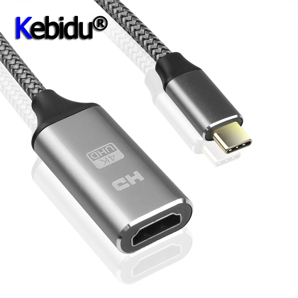

Kebidu USB Type C To HDMI Converter Male To Female 4K 60Hz HDMI USBC TypeC Adapter Cable For Samsung Galaxy S8 S9 Note 8 Macbook
