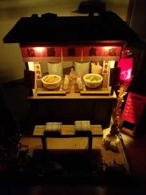 Освещение класса люкс дом здание деревянная модель наборы китайский «сделай сам» кухня растянутая лапша магазин модель рождественские подарки