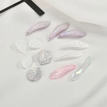 

100pcs/lot color printing cartoon leaves/petal shape plastic beads charms diy jewelry earrings/necklace pendant accessory