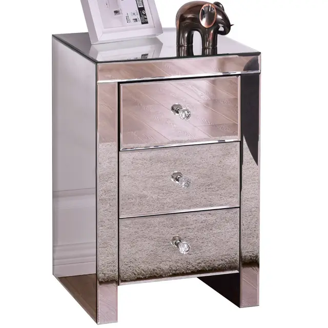 Giantex 3 Drawer Mirrored Nightstand Home Accent Table Chest Dresser Giantex 3 Drawer Mirrored Nightstand Home Accent Table Chest Dresser Modern Storage Silver Gl Bedroom Furniture