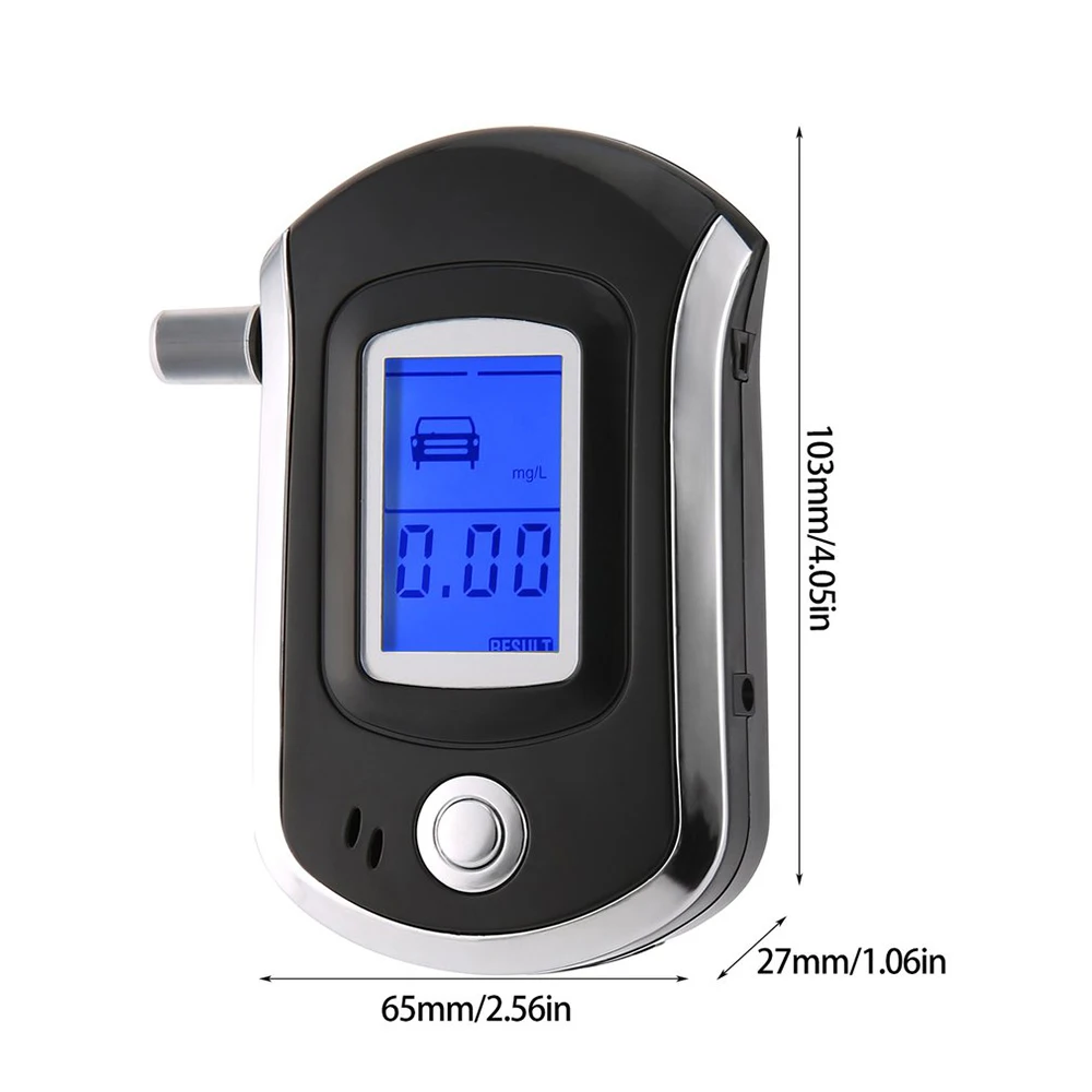 Alcoholtester الكحول الرقمية LCD الخلفية عرض فاحص نسبة الكحول في النفس تنبيه مسموعة أبواق التنفس مع 20