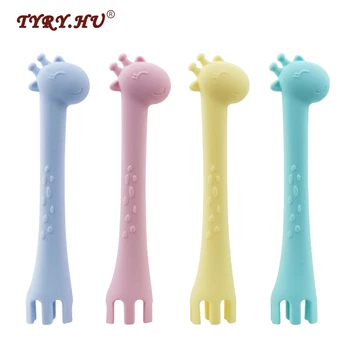 

TYRY.HU 1Pc Giraffe Lovely Shaped Silicone beads Baby Teething Toys BPA Free Silicone Training Spoon Food Grade Jewelry making