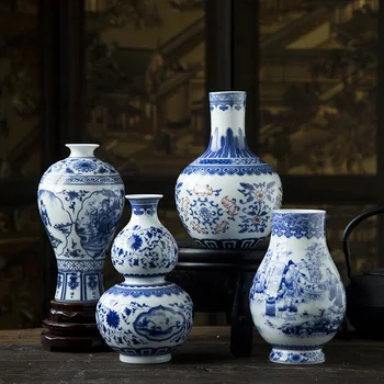 

Antique Decorative Vase Living Room Porch Ceramic Ornaments Crafts Jingdezhen Ceramic Dried Flower Arrangement Decoration Vase