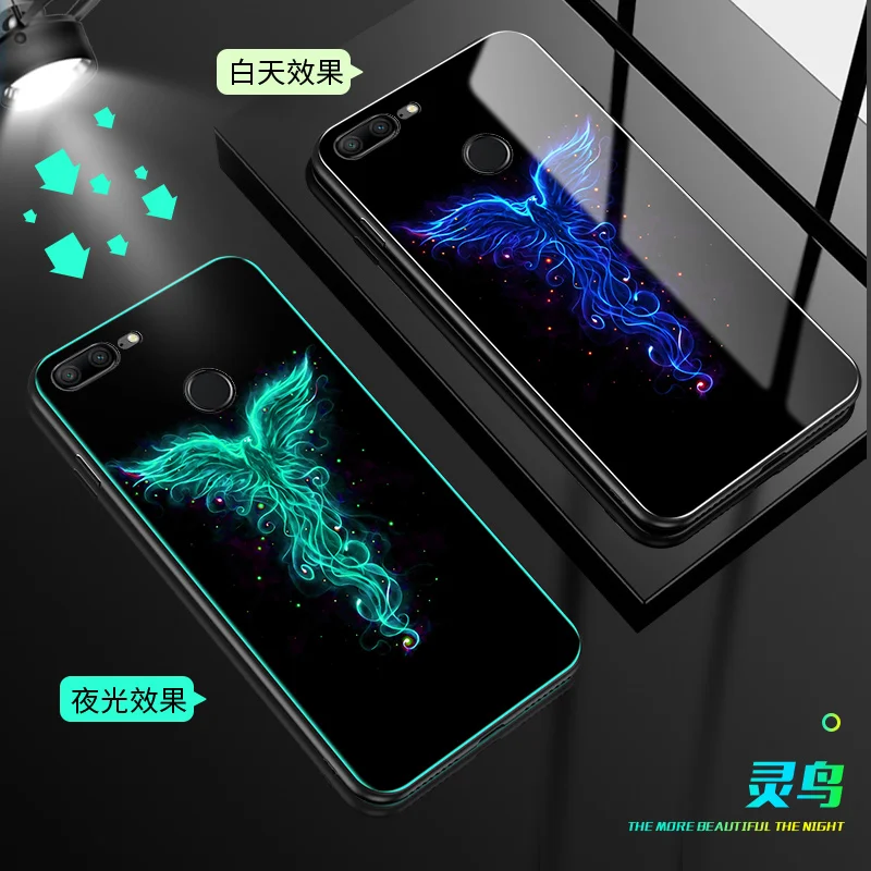 

For Huawei Honor 9 Lite Case Luxury Luminous Hard Tempered Glass Protect back Cover Case for huawei honor 9 9N full cover shell
