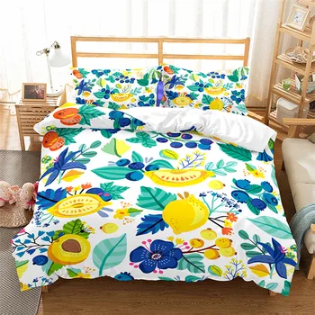 

HELENGILI 3D Bedding Set Fruit Lemon Print Duvet Cover Set Bedcloth with Pillowcase Bed Set Home Textiles #NM-08