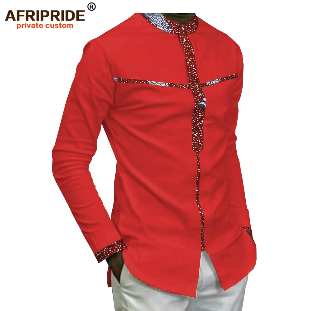 Весна Африканский Дашики Повседневная рубашка для мужчин AFRIPRIDE Базен richi длинный рукав однобортный мужской хлопок рубашка A1812009 - Цвет: 330J