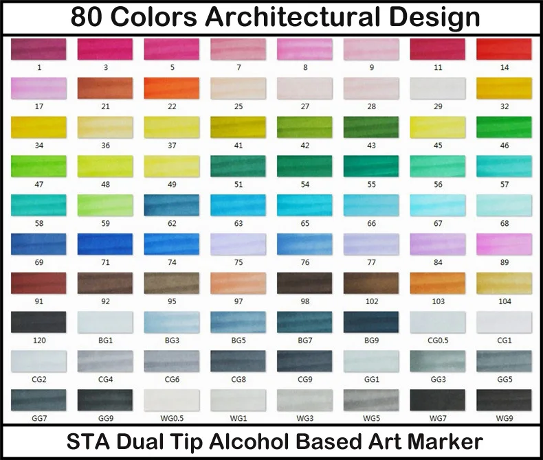STA профессиональные художественные маркеры с двойной головкой на спиртовой основе, маркеры для рисования, ручка для рисования, аниме, интерьер, ландшафтное строительство, дизайн 3203 - Цвет: 80 Building Colors