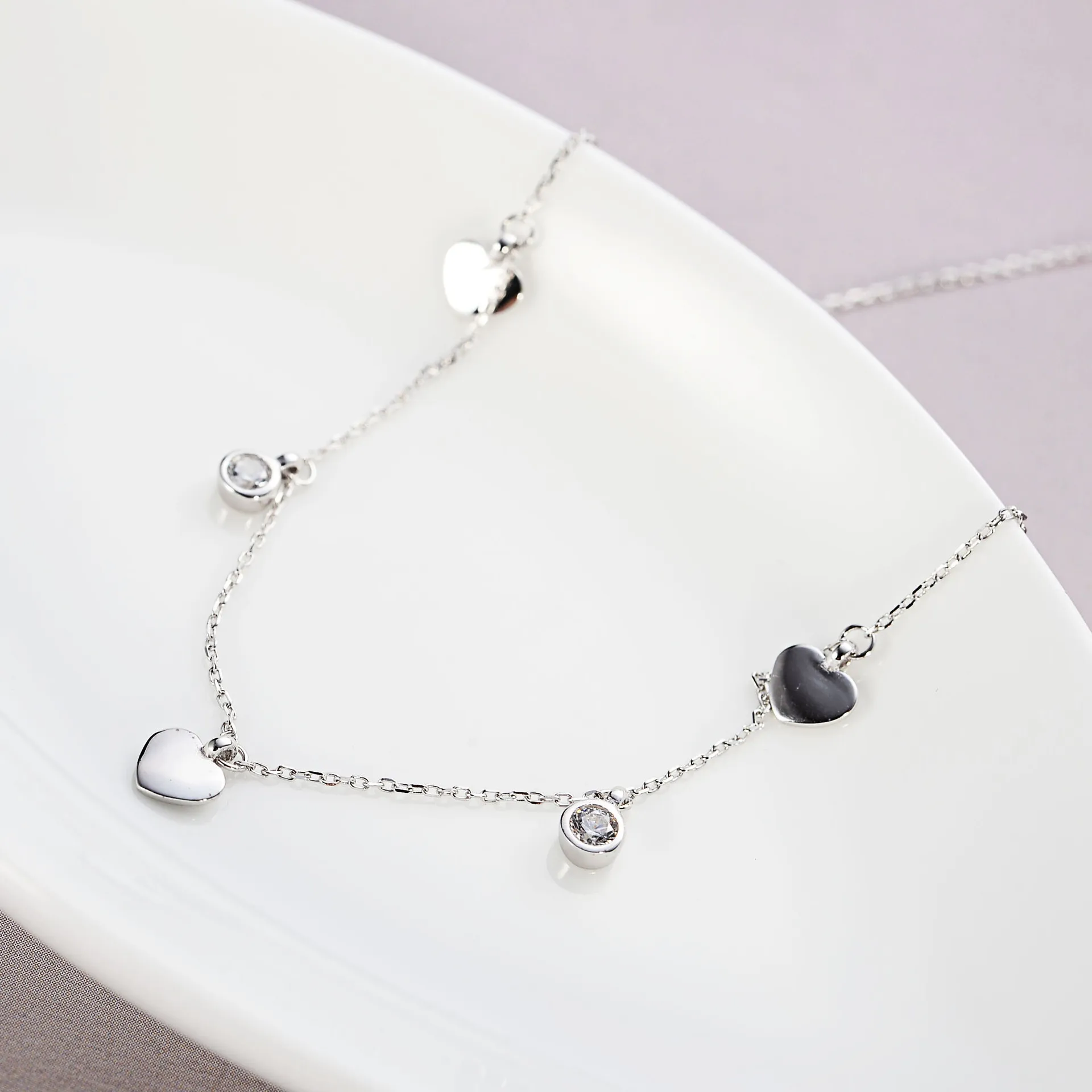 heart love cubic zircon chocker necklace woman 100% 925 Sterling silver nacklace Jewellery Clavicle chain pendant charms gift