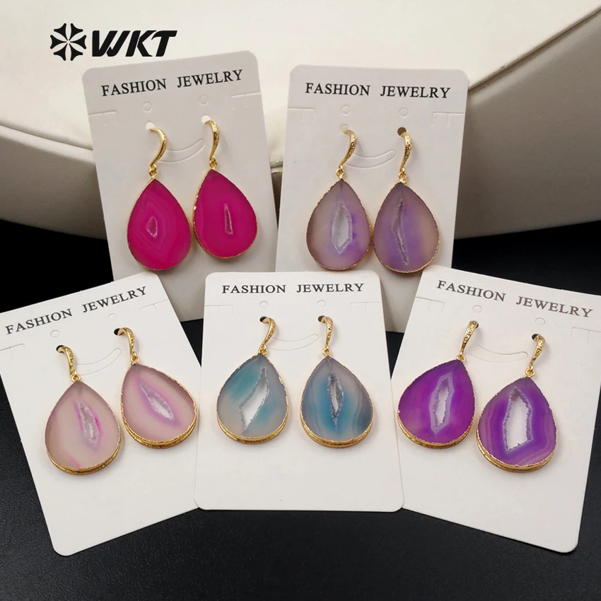 

WT-E406 Wholesale Fashion Natural Stone Earring water drop shape earrings multi color optional For Women Jewelry GIFT