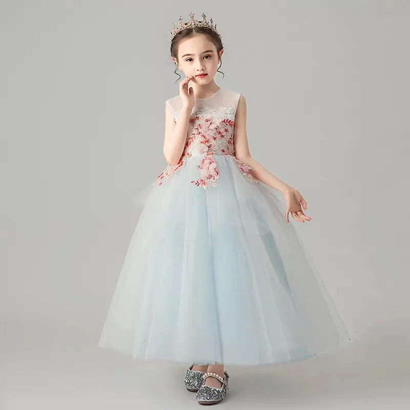 

2019 summer new kids Princess sleeveless dress for girl children birthday wedding party noble temperament prom dress for3-14yrs