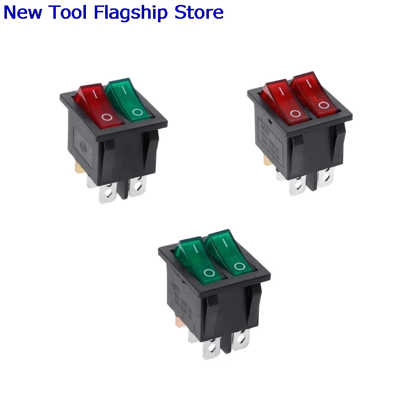 

Dual Boat Rocker Switch 6 Pin On-Off With Green Red Light 20A 125V AC