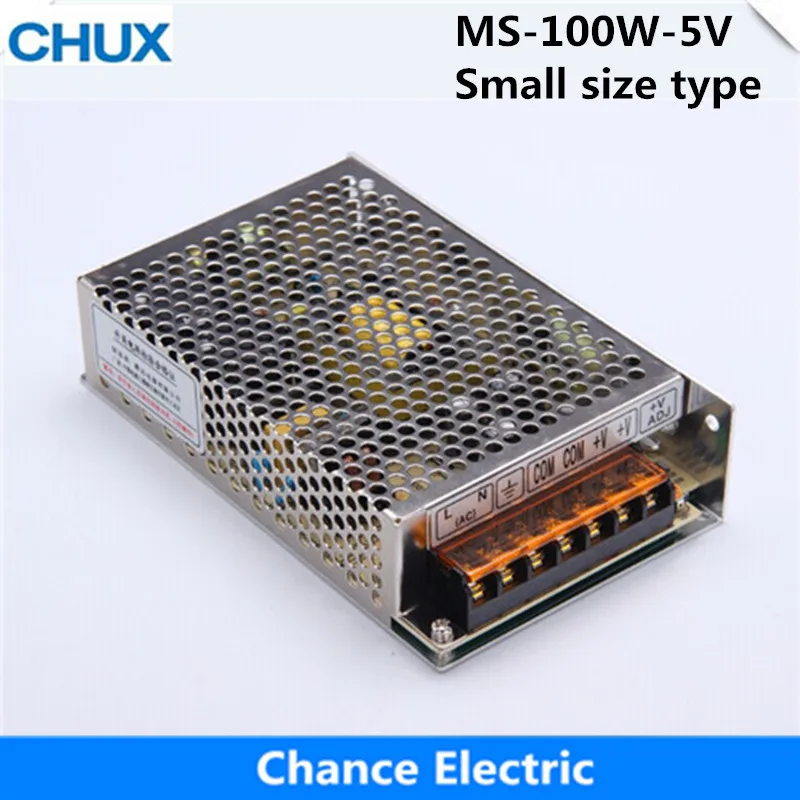 

CHUX Switching Power Supply 100W Small Volume LED Strip light AC to DC (MS-100W-5V) Single Output 20A Power Suppyliers 5V